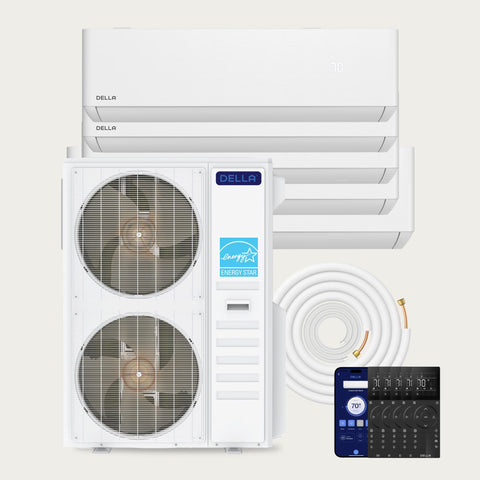 DELLA Optima CloudAir Series 55000 BTU Five Zone Mini Split AC (9K+9K+9K+9K+18K) - Up to 2600 Sq.Ft.