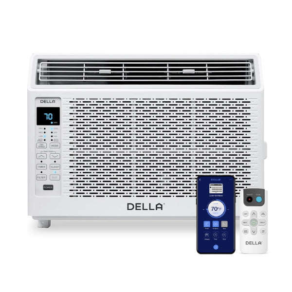 DELLA 5000 BTU Smart Window Air Conditione with GEO Location, WIFI & Remote Controls, Cools Up to 150 Sq. Ft,