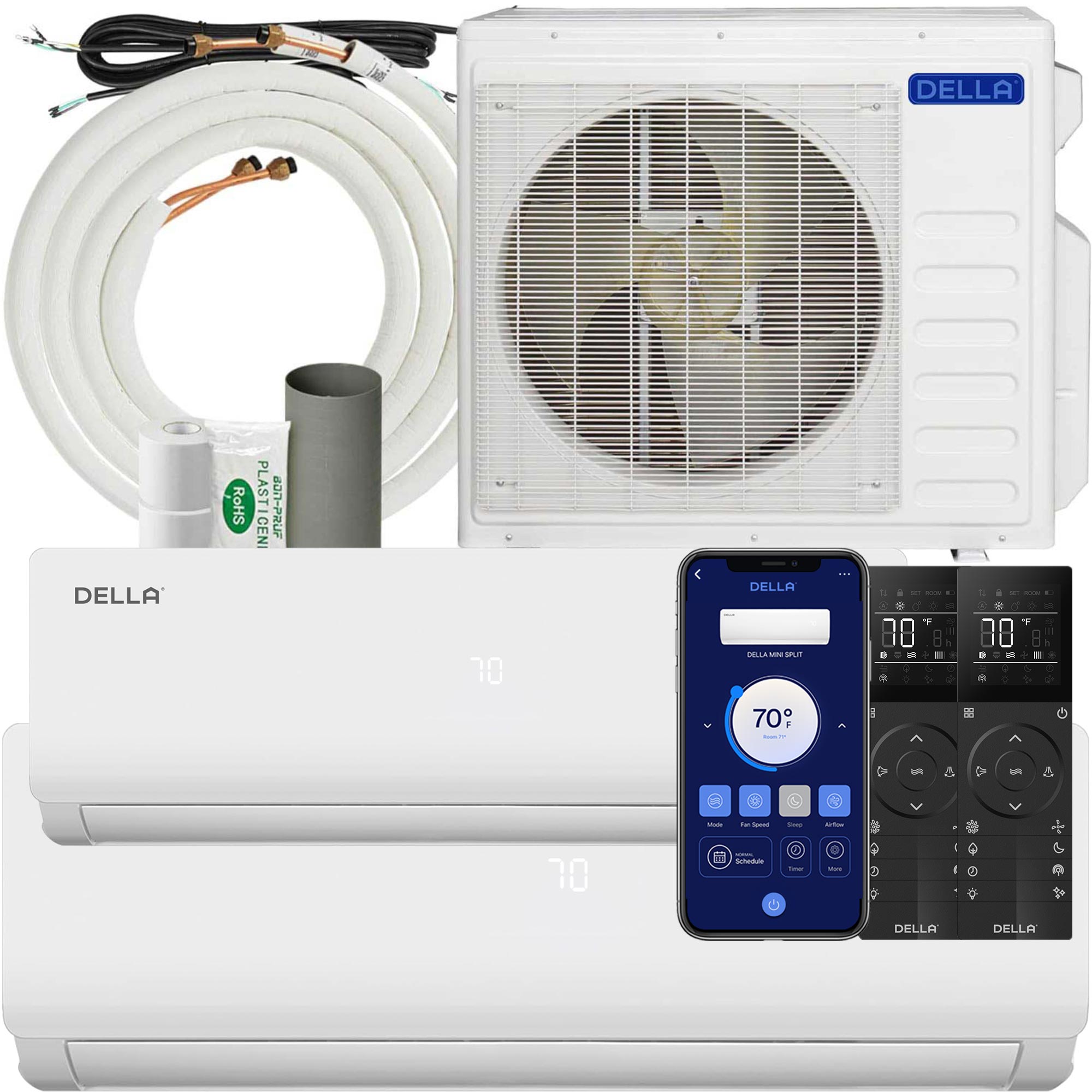 DELLA Vario Series 27000 BTU Dual Zone Mini Split AC (12K + 18K) – Up to 1550 Sq.Ft.