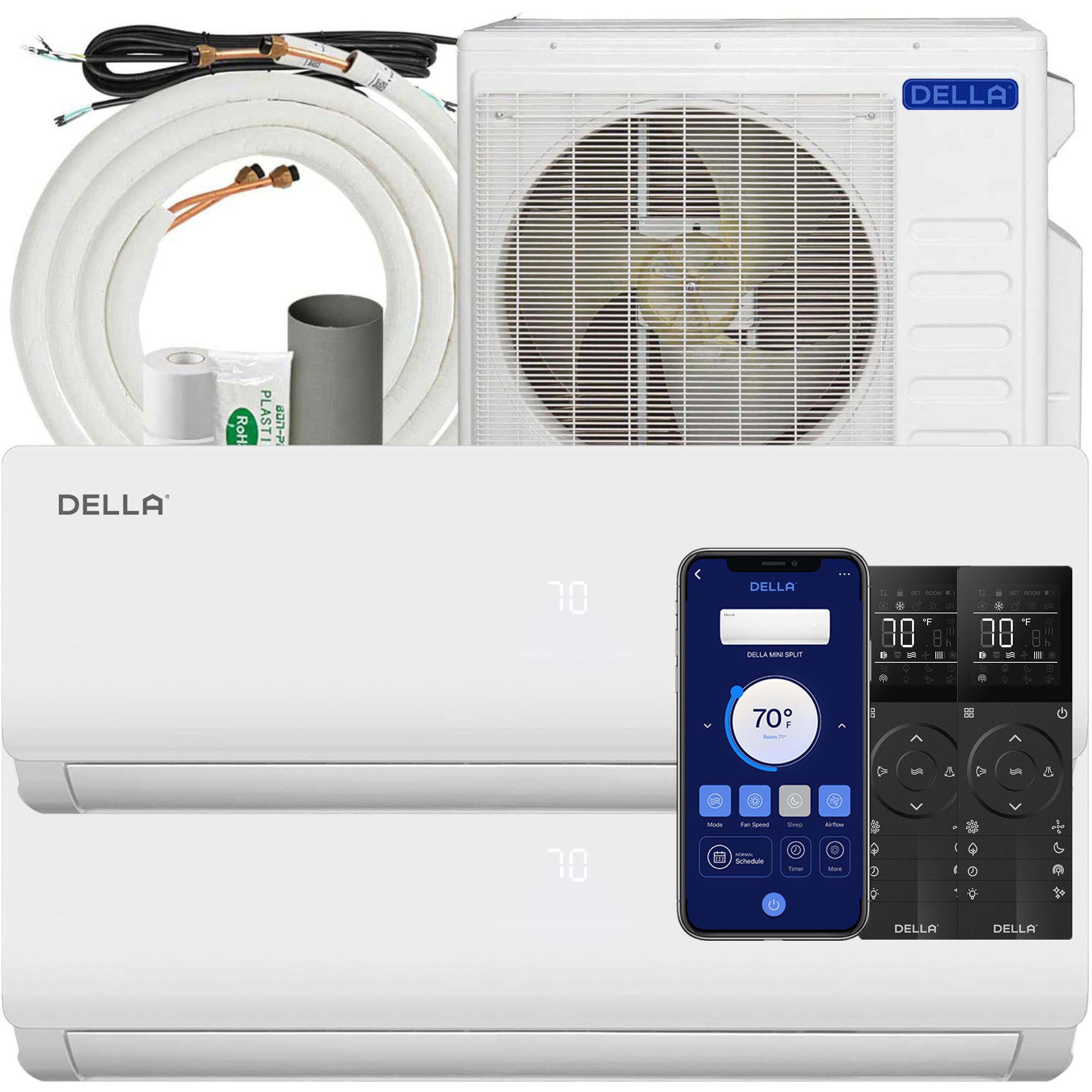 DELLA Vario Series 27000 BTU Dual Zone Mini Split AC (9K + 12K) – Up to 950 Sq.Ft.