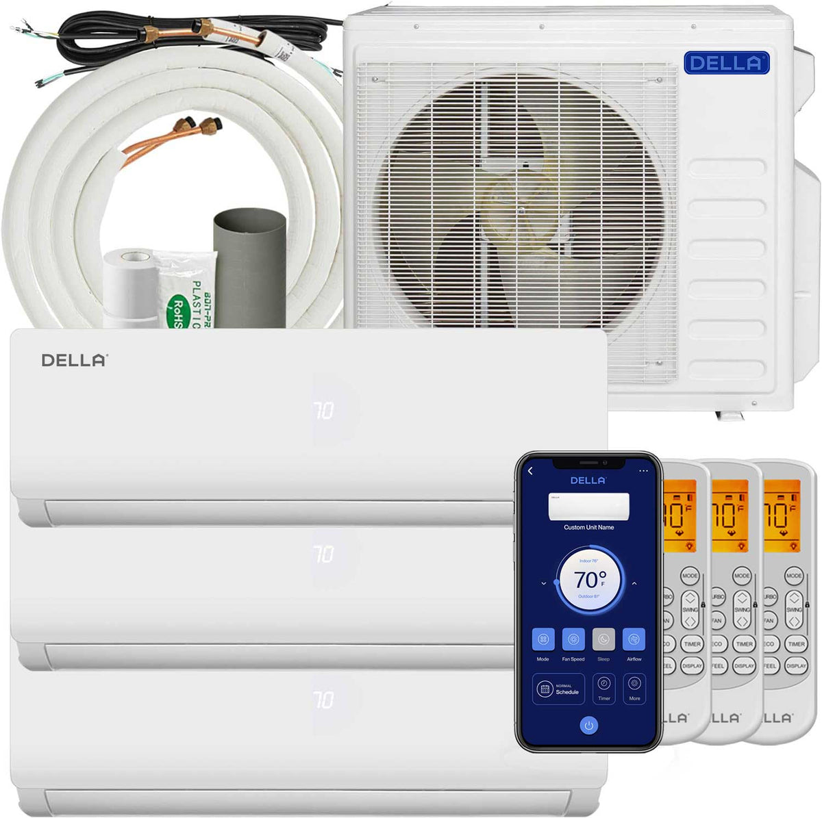 Mini Split Dual Rack System Multi Room Mini Split | Multi Head Mini Split - DELLA