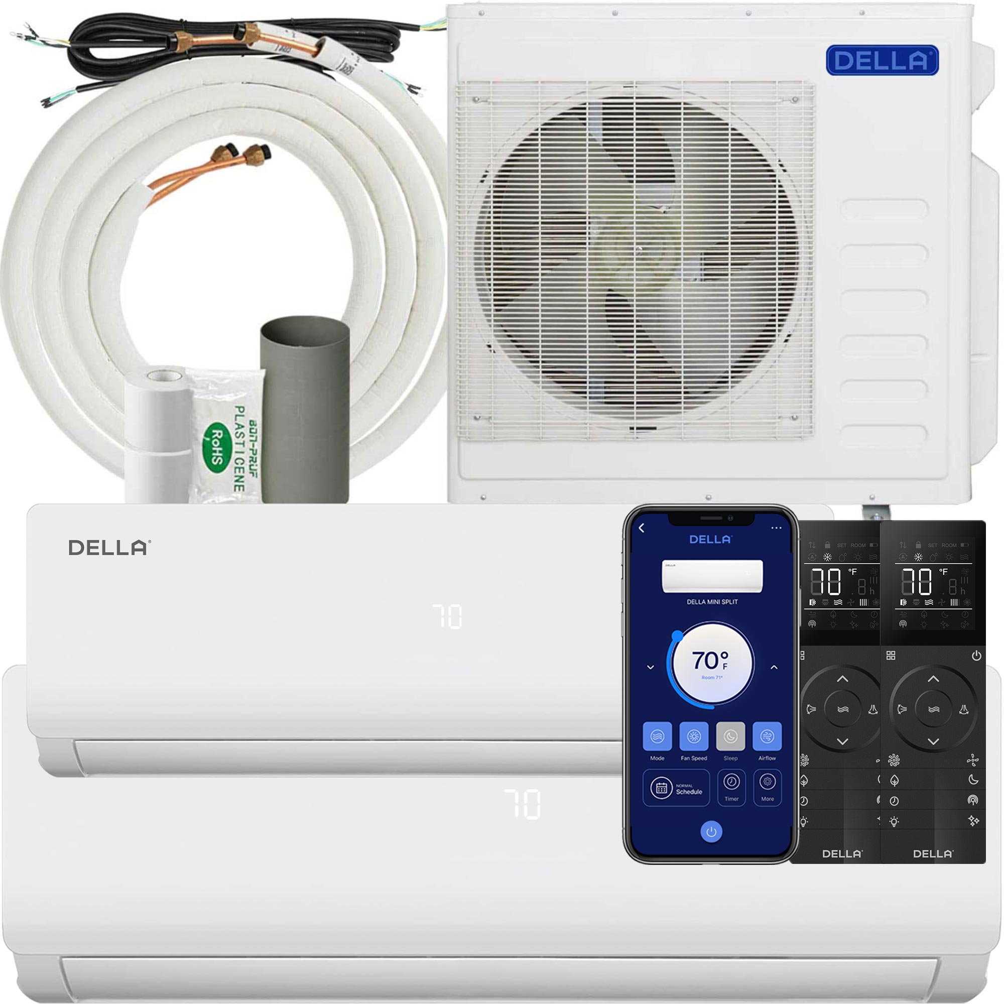 DELLA Vario Series 36000 BTU Dual Zone Mini Split AC (9K + 24K) – Up to 1900 Sq.Ft.