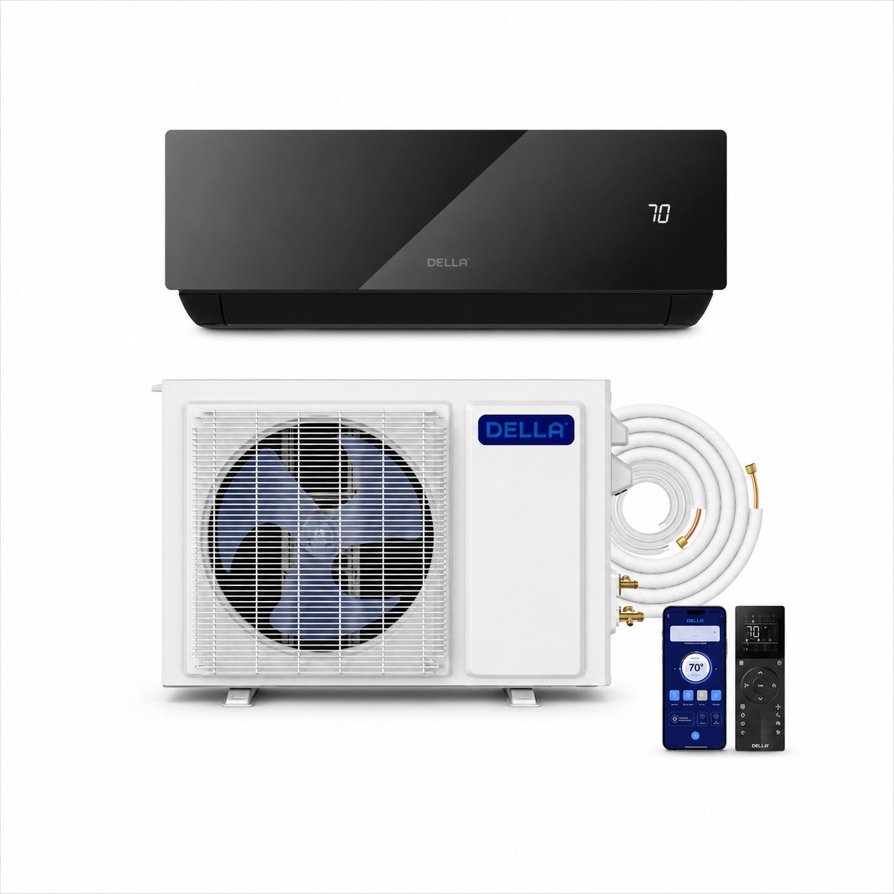 DELLA Umbra Series 12000 BTU 17 SEER2 Mini Split Heat Pump AC - Up to 550 Sq.Ft.