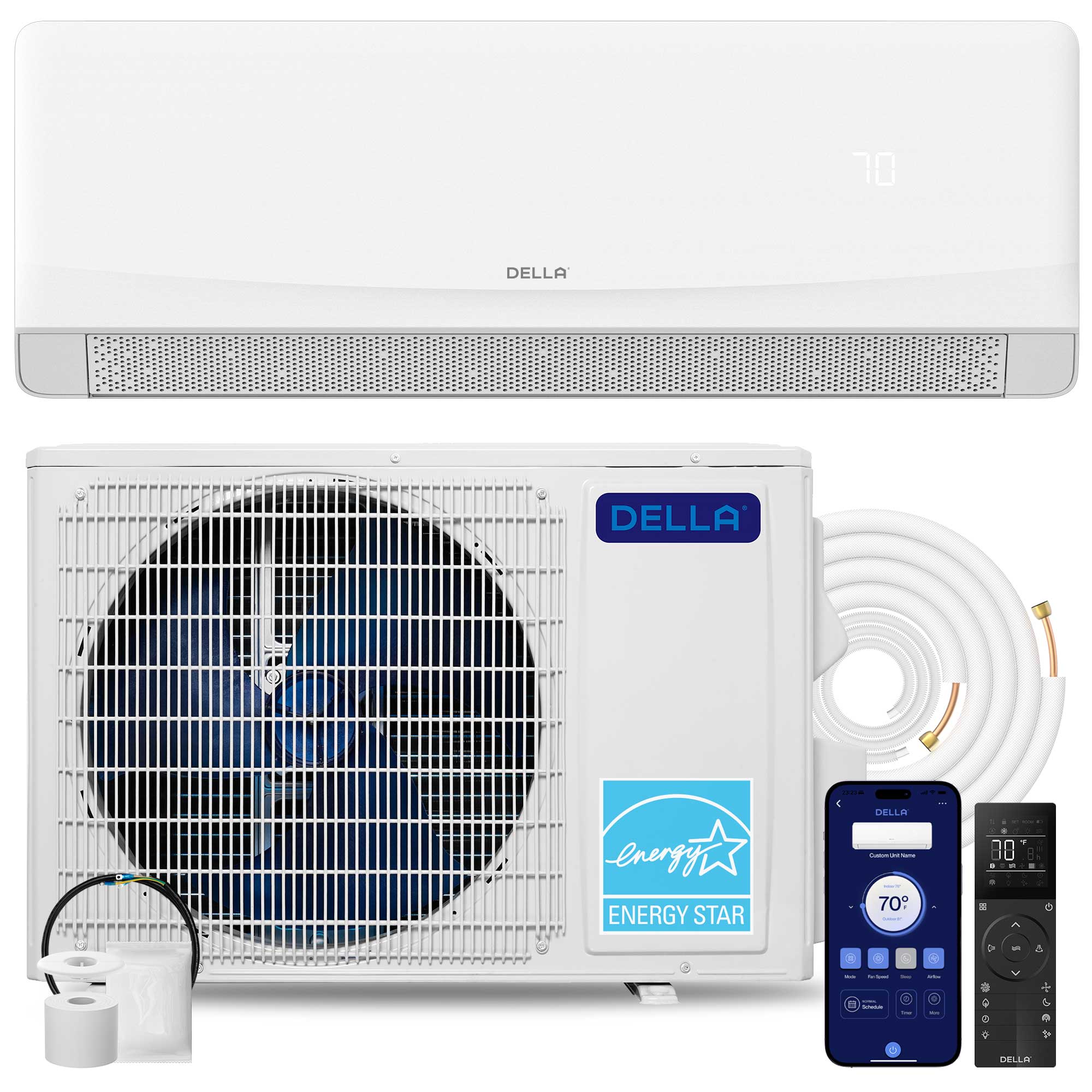 DELLA Serena Cloud Air Series 12000 BTU 22 SEER2 Mini Split Heat Pump AC - Up to 550 Sq.Ft.