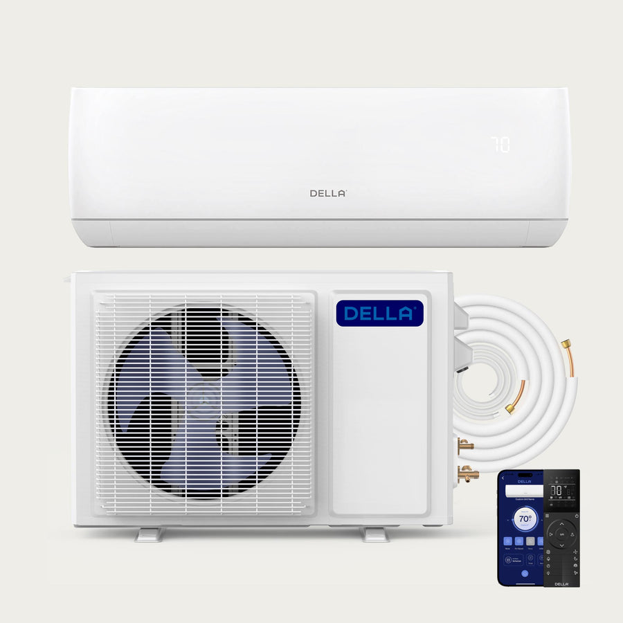 Aire acondicionado con bomba de calor minisplit DELLA Motto Series 9100 BTU 20,5 SEER2 - Hasta 400 pies cuadrados
