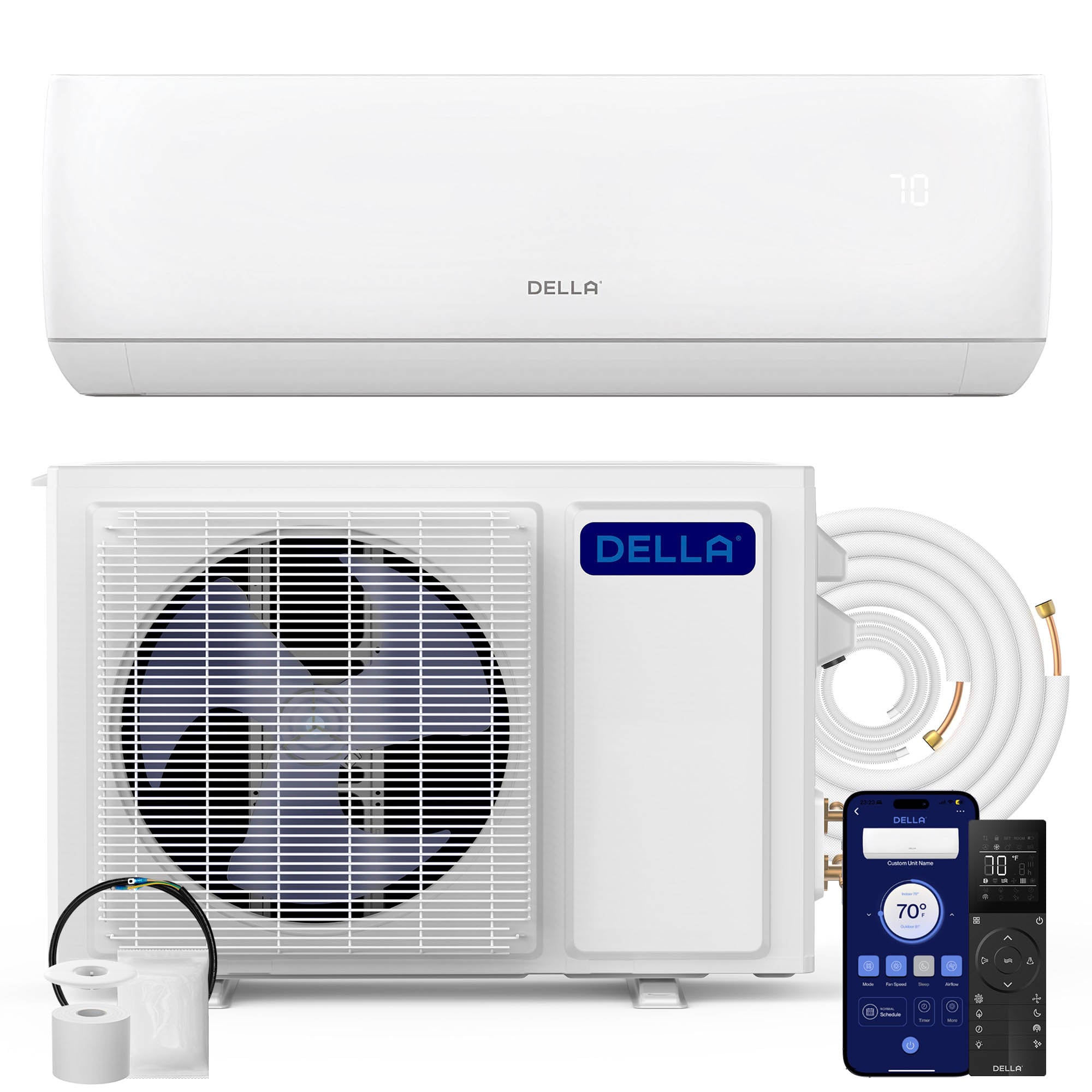 DELLA Motto Series 12000 BTU 17 SEER2 Mini-Split Heat Pump AC – 230V, Up to 550 Sq.Ft.