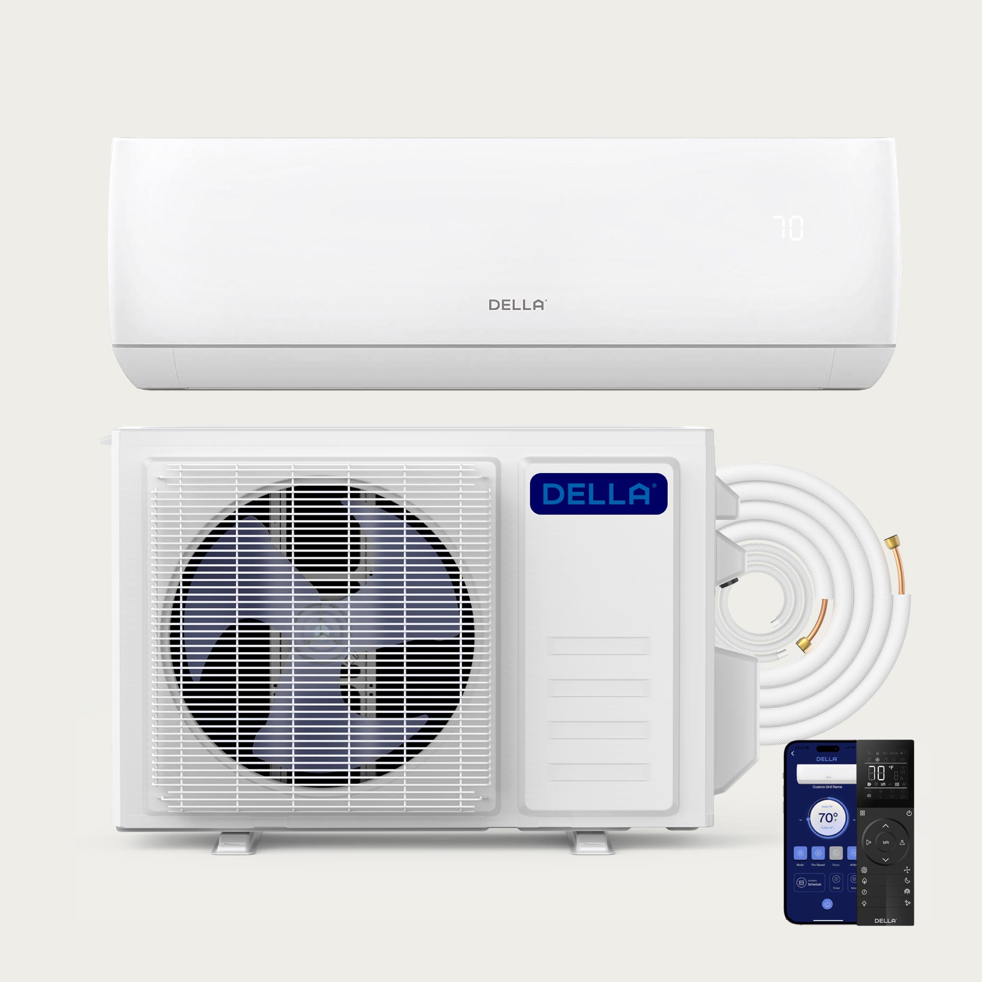 Aire acondicionado con bomba de calor minisplit DELLA Motto Series 9100 BTU 20,5 SEER2 - Hasta 400 pies cuadrados