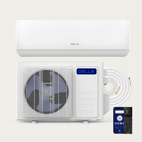 Aire acondicionado con bomba de calor minisplit DELLA Motto Series 9100 BTU 20,5 SEER2 - Hasta 400 pies cuadrados