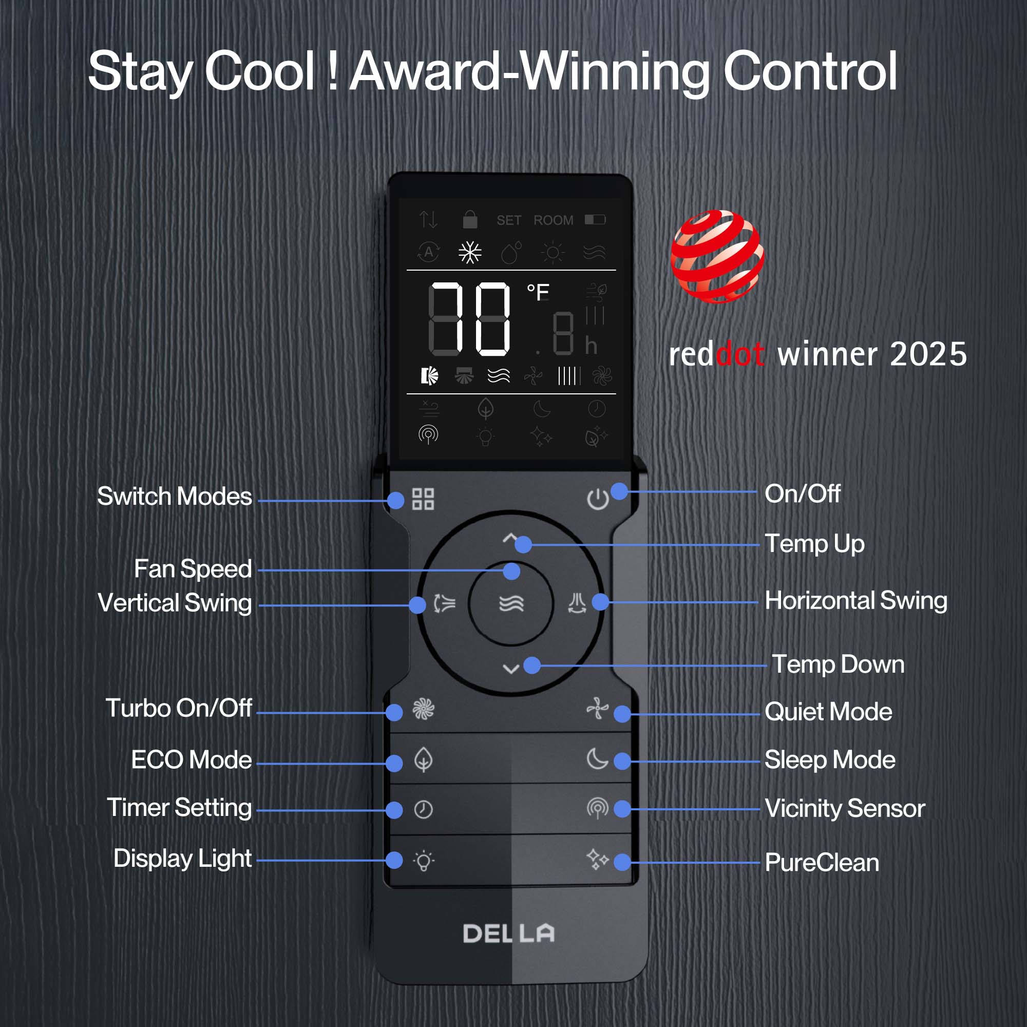 DELLA Motto Series 9100 BTU 20.5 SEER2 Mini-Split Heat Pump AC - Up to 400 Sq.Ft.