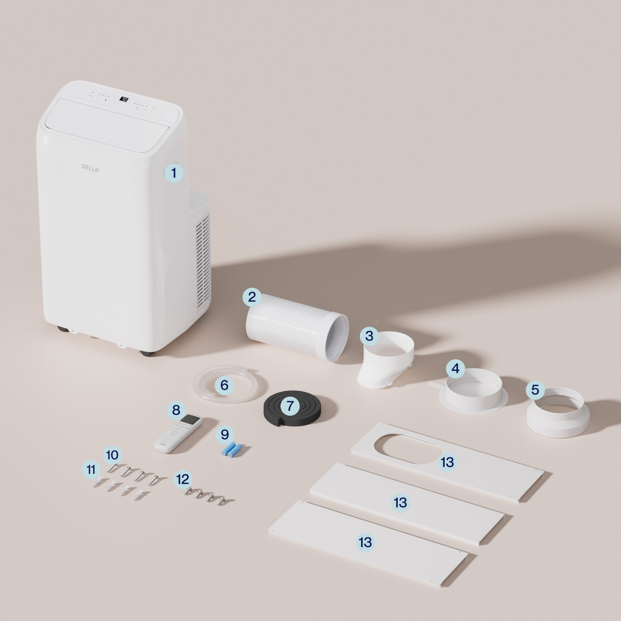 DELLA 14,000 BTU Inverter Ultra Quiet Portable AC for Rooms Up to 450 Sq. Ft.
