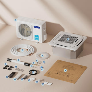 DELLA 42000 BTU Five Zone Ceiling Cassette Mini Split AC (9K+9K+9K+9K+12K) - Up to 2150 Sq.Ft.