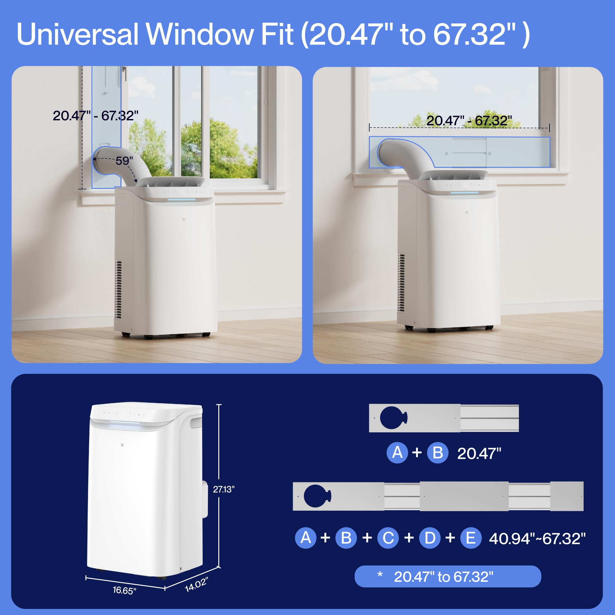 DELLA 14,000 BTU Drainage-Free Portable Air Conditioner for Rooms Up to 290 Sq. Ft.