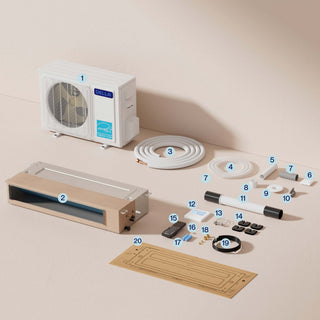 DELLA 36000 BTU Tri-Zone Concealed Ducted Mini Split Heat Pump AC (9K + 12K+ 18K)