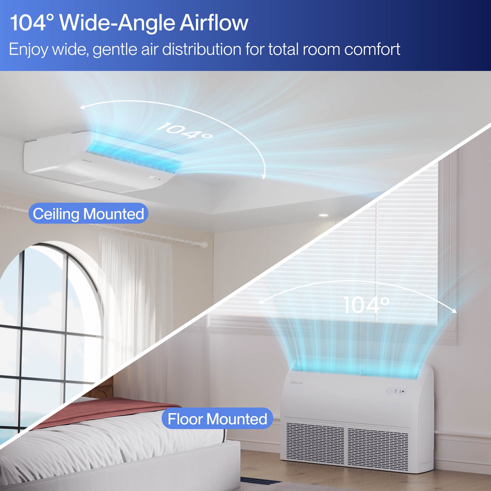 DELLA 22200 BTU 20 SEER2 Mini split de aire acondicionado montado en el suelo - Hasta 1500 pies cuadrados.