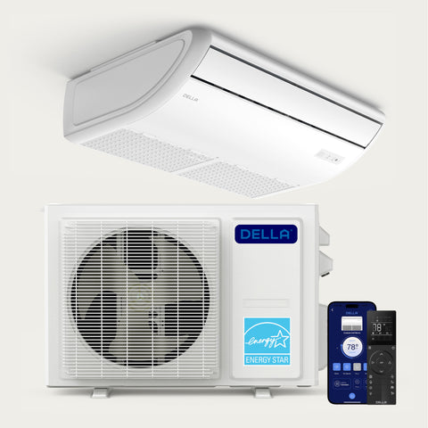 DELLA 12,000 BTU 22 SEER2 Cassette de techo sin ductos Mini Split AC - Hasta 550 pies cuadrados