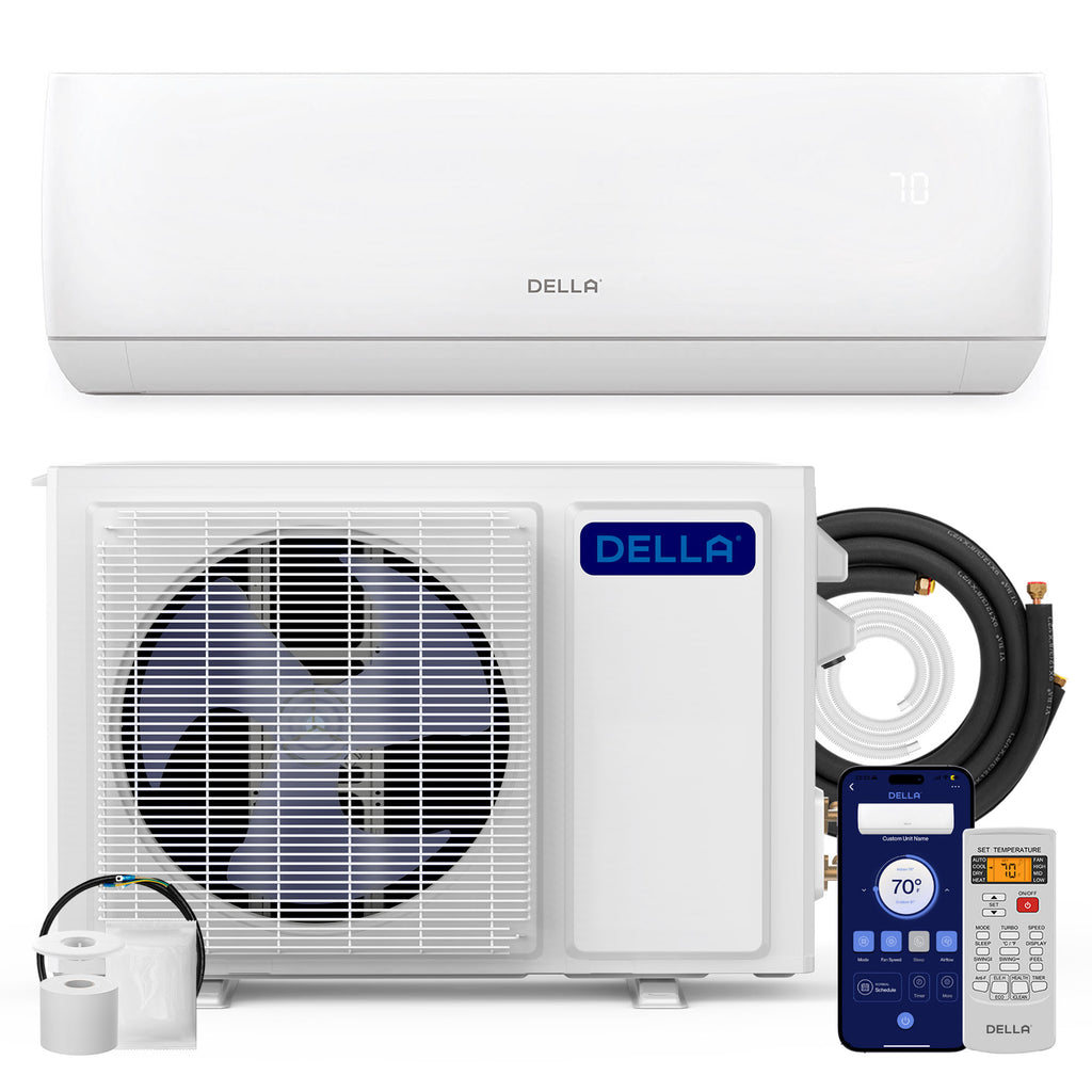 12000 BTU SEER2 20 Up to 550 Sq.Ft. - 110 V - DELLA Motto Series Mini Split AC R32 Refrigerant