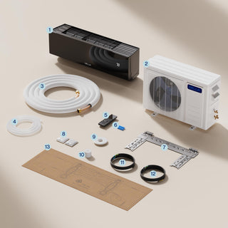 DELLA Umbra Series 18000 BTU 19 SEER2 Mini Split Heat Pump AC - Up to 1000 Sq.Ft.