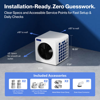 DELLA Omi Spark Series 21,160 BTU Mini Inverter Pool Heat Pump for Pools up to 4,500 Gallons