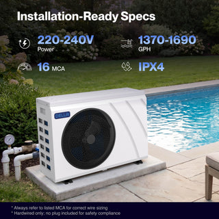 DELLA Omi Edge Series 48,800 BTU Inverter Pool Heat Pump for Pools up to 10,200 Gallons