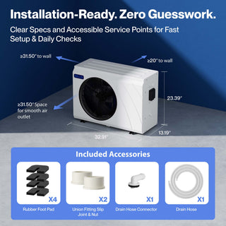 DELLA Omi Edge Series 23,890 BTU Inverter Pool Heat Pump for Pools up to 5,250 Gallons