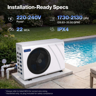 DELLA Omi Edge Series 59,000 BTU Inverter Pool Heat Pump for Pools up to  18,000 Gallons