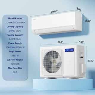 DELLA Vita Series 24000 BTU 20 SEER2 Mini Split Heat Pump AC - Up to 1500 Sq.Ft.