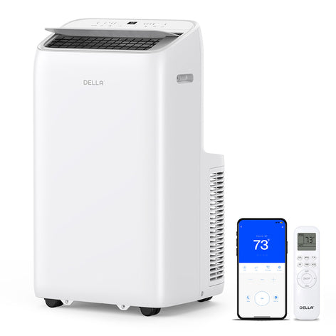 DELLA14000 BTU Inverter Ultra Quiet Portable AC with Remote & App Control, Dehumidifier, Fan & Sleep Mode, Cools Up To 450 Sq. Ft.