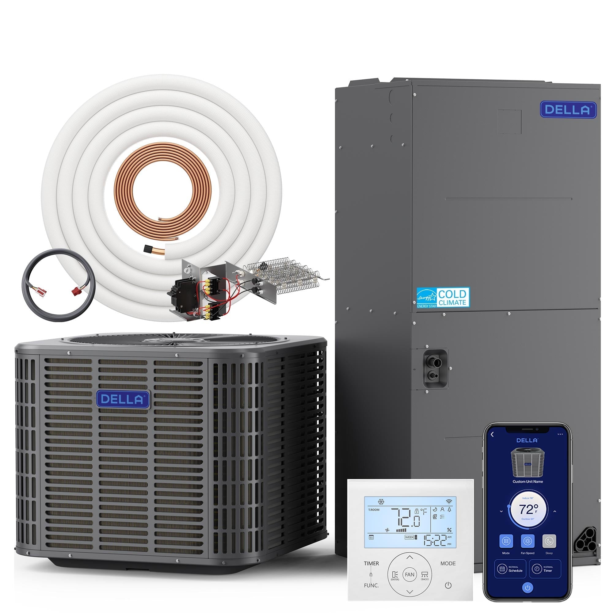 DELLA 53,000 BTU 17 SEER2 Ducted Central Air Conditioner with Air Handler