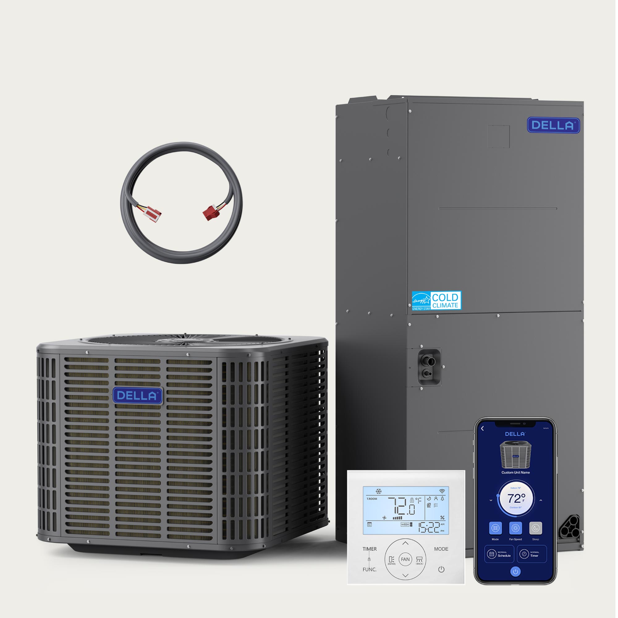 DELLA 34,000 BTU 19 SEER2 Ducted Central Air Conditioner with Air Handler