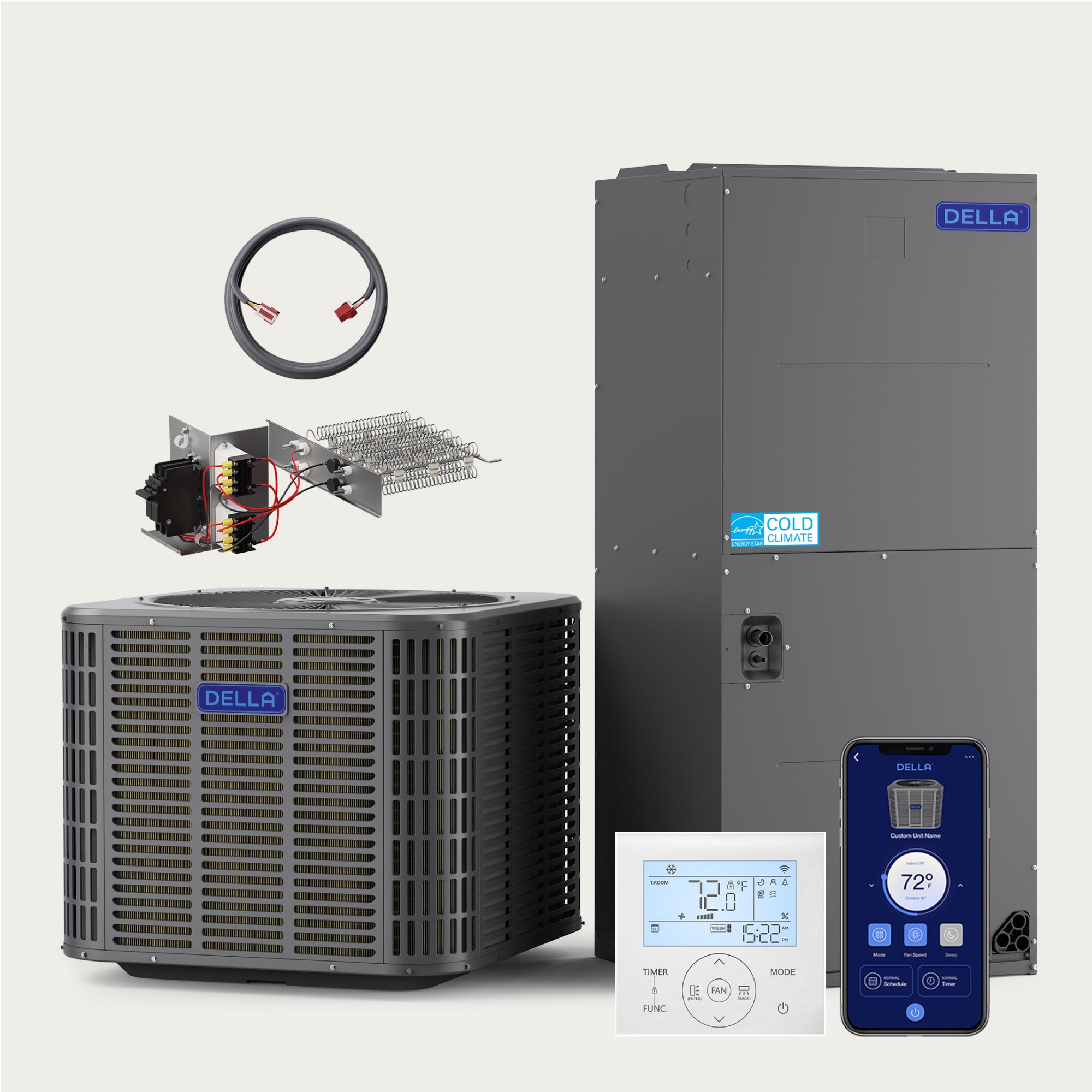 DELLA 34,000 BTU 19 SEER2 Ducted Central Air Conditioner with Air Handler