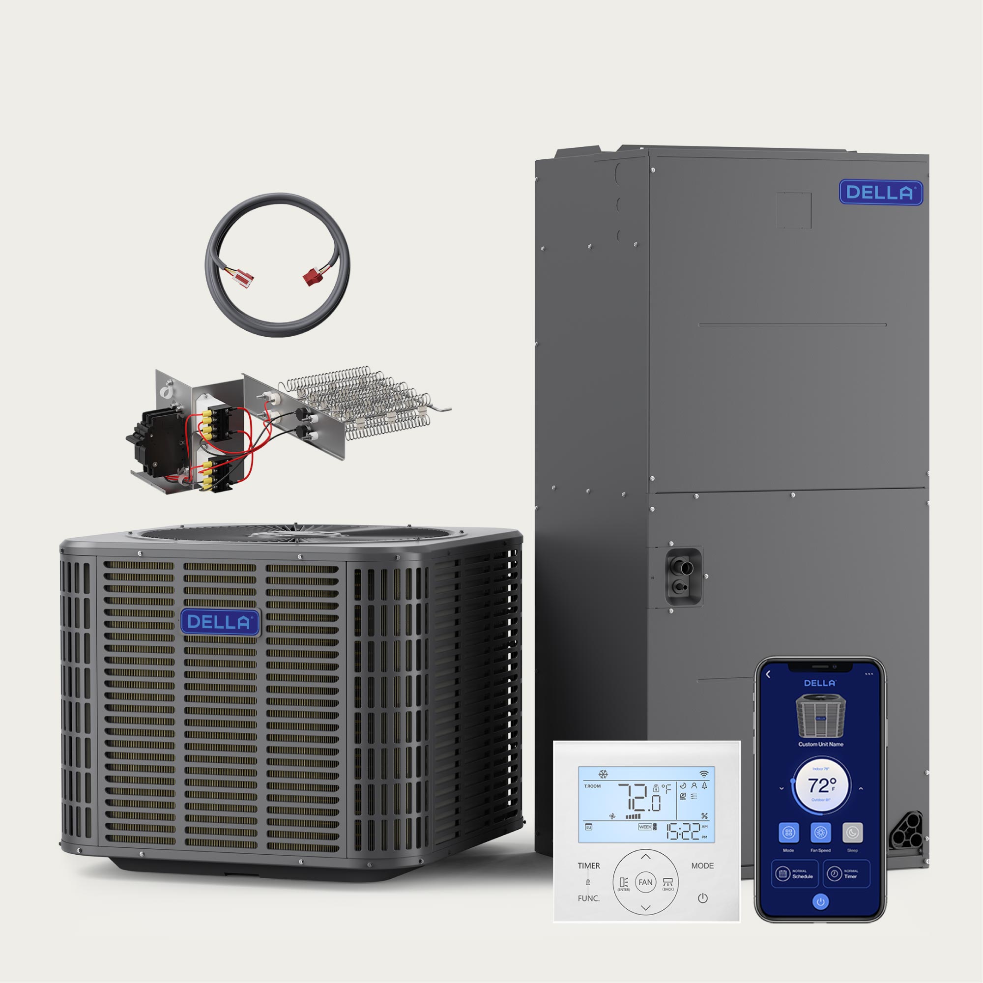DELLA 53,000 BTU 17 SEER2 Ducted Central Air Conditioner with Air Handler