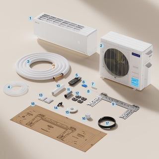 DELLA Vita Series 42000 BTU Dual Zone Mini Split AC (18K+24K) - Up to 2500 Sq.Ft.