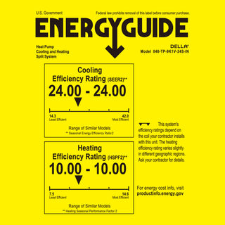 DELLA Optima Series 9000 BTU 24 SEER2 Ultra Heat Mini Split AC - Up to 400 Sq.Ft.