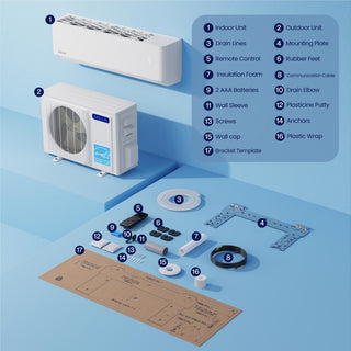 DELLA Optima Series 9000 BTU 24 SEER2 Ultra Heat Mini Split AC - Up to 400 Sq.Ft.