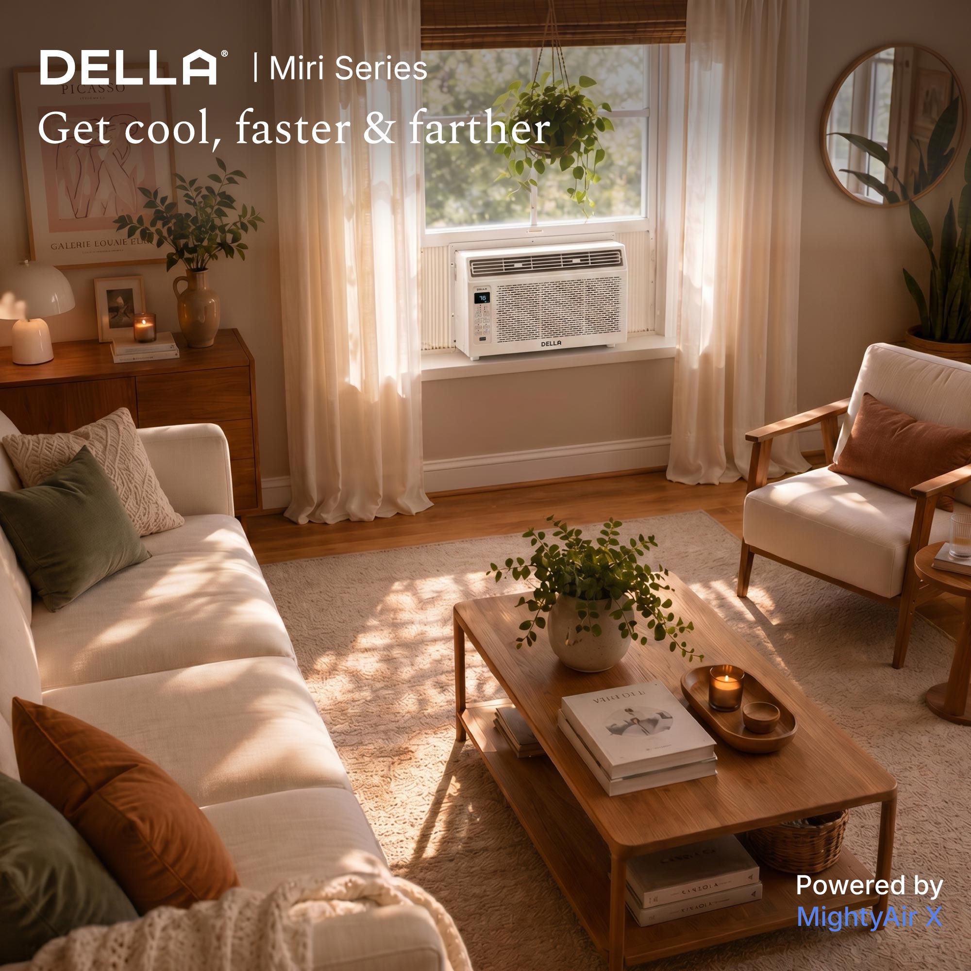 DELLA Fenestra Series 6000 BTU Smart Window AC with Remote/App Control, Cools Up to 250 Sq. Ft