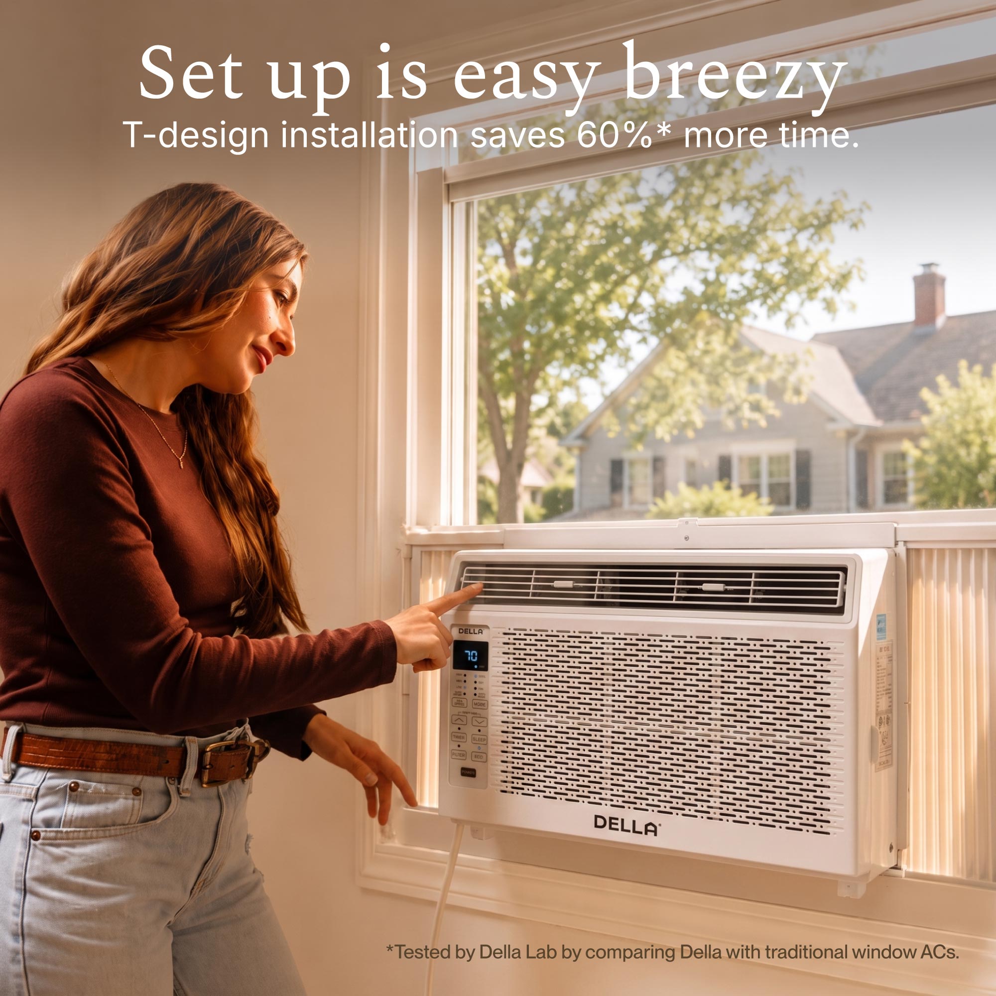 DELLA Fenestra Series 6000 BTU Smart Window AC with Remote/App Control, Cools Up to 250 Sq. Ft