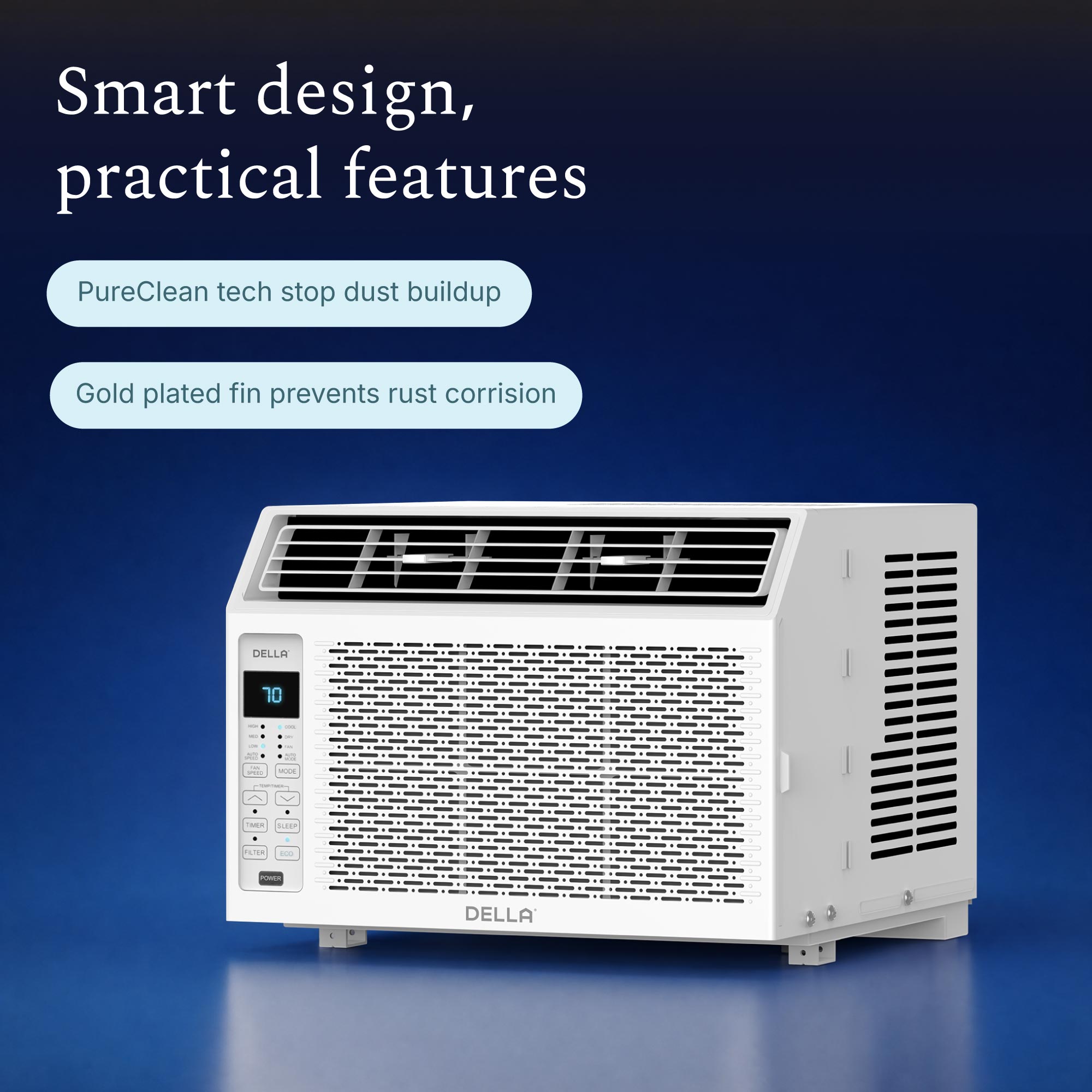 DELLA Fenestra Series 6000 BTU Smart Window AC with Remote/App Control, Cools Up to 250 Sq. Ft