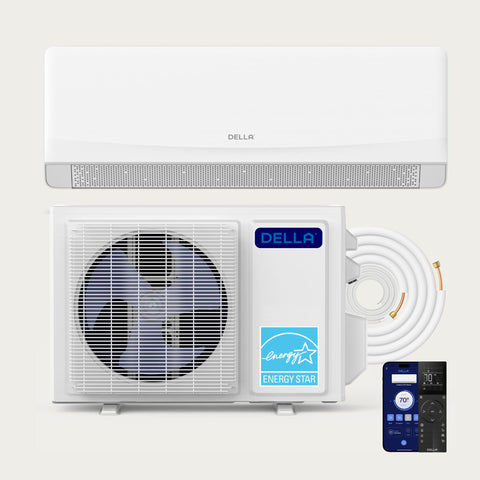 Aire acondicionado con bomba de calor minisplit DELLA Motto Series 9100 BTU 20,5 SEER2 - Hasta 400 pies cuadrados