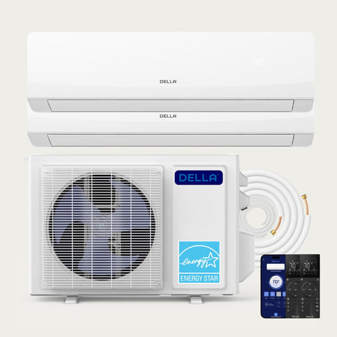 Aire acondicionado minisplit de zona dual DELLA Serena Series 18000 BTU (7K + 12K) - Hasta 850 pies cuadrados